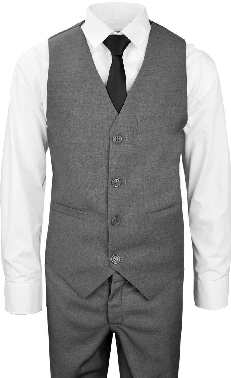 Black n Bianco Boys Signature Slim Suit in Dark Grey Size 3 - Image 2